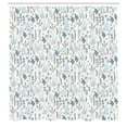 thumbnail image 2 of Ambesonne Botanical Shower Curtain, Delicate Plants Flowers, 69"Wx70"L, Slate Blue White Grey, 2 of 4