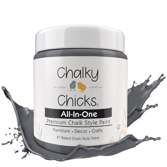 Chalky Chicks 4 Fl Oz Matte Nailed It (Blueish Gray) Chalk Paint for Furniture Without Sanding - No Prep Furniture Paint No Sanding All in One for Crafts, Walls, Cabinet, Metal, Dresser, Farmhouse