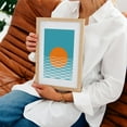 thumbnail image 4 of Sunset Ocean Minimalist Art - Illustration Abstract Sunset Waves Ocean Geometric Minimalist Modern Art Oak Framed Wall Art Print 18 x 24 inches, 4 of 15