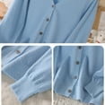 thumbnail image 6 of Girls Cardigan Sweater V Neck Button Down Long Sleeve Soft Knit Outerwear Coat Ribbed Details Spring Fall Clothes (7-8 Years, Sky Blue), 6 of 6