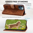 thumbnail image 3 of ELEHOLD Case for iPhone 12 Pro Max, Premium PU Leather Wallet Flip Case Folio Cover with Card Holder Kickstand,Brown, 3 of 5