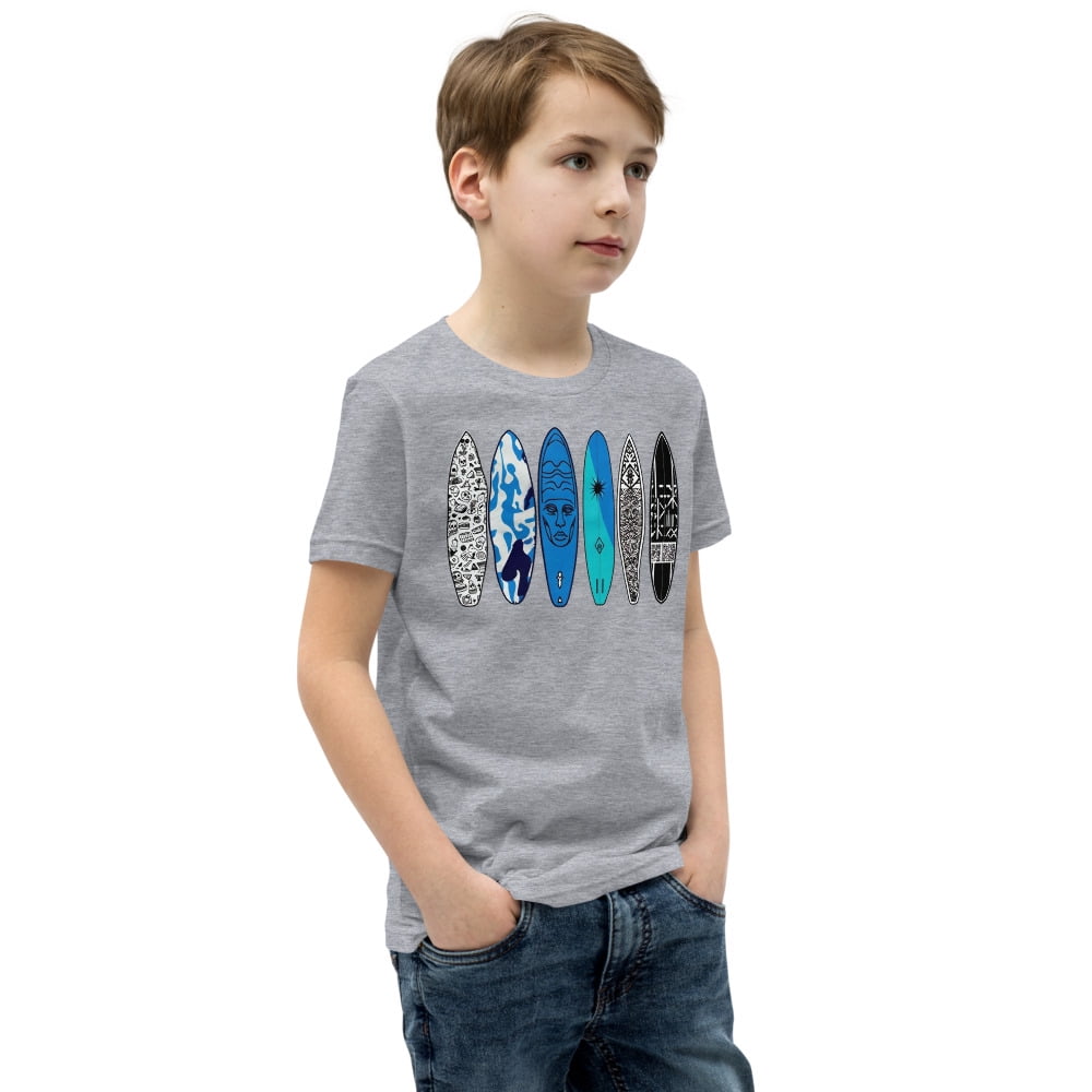 Surf Vibe Boys' T-Shirt – Cool Beach Shirt, Skater Graphic Tee, Summer Coastal Outfit (Athletic Heather, S)