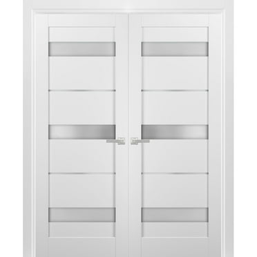 French Double Panel Doors with Hardware | Quadro 4111 White Silk ...