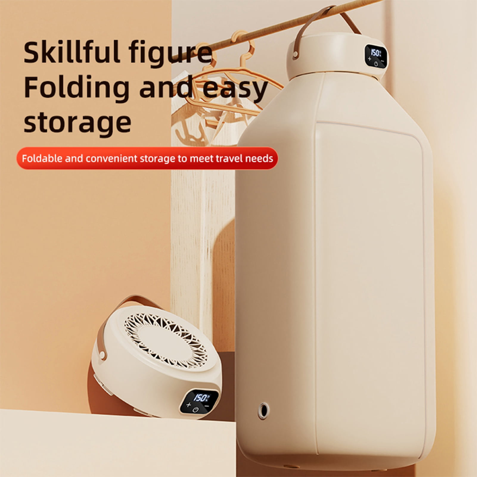 LAZIOEGR Portable Clothes Dryer Machine for Travel RV Dorm, Compact Foldable Electric Drying Machine 500W with 6 Mode Smart Timer, Touch Control LED Display (8.27 x 4.33 inches / 21 x 11 cm) EU Plug