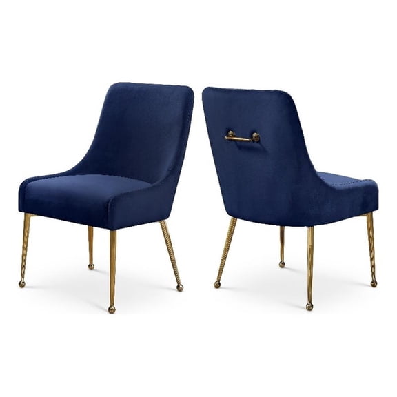 Meridian Furniture Owen 19.5"H Velvet Dining Chair in Navy (Set of 2)