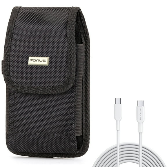 Rugged Case Belt Clip w Fast Charger Cord 10ft Long Type-C Cable for Samsung Galaxy A73 5G,A53 5G,A33 5G,A13 5G,A03s Phones - Holster Canvas Cover Pouch, PD Power Wire (USB-C to USB-C)