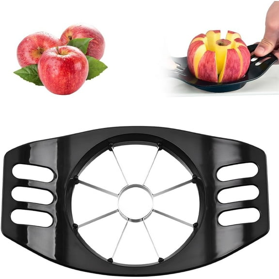 Jioakfa Apple Slicer And Corer With 8 Blades, Stainless Steel Apple Cutter Slicer With Ergonomic Handle, Blades For Fruits & Vegetables, Easy Apple Corer Tool For Fast Cutting Black