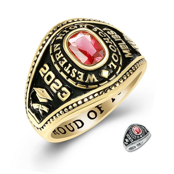 Mementos PJM Customized Women's Class Rings 10kt Yellow Gold for High School or College Graduation