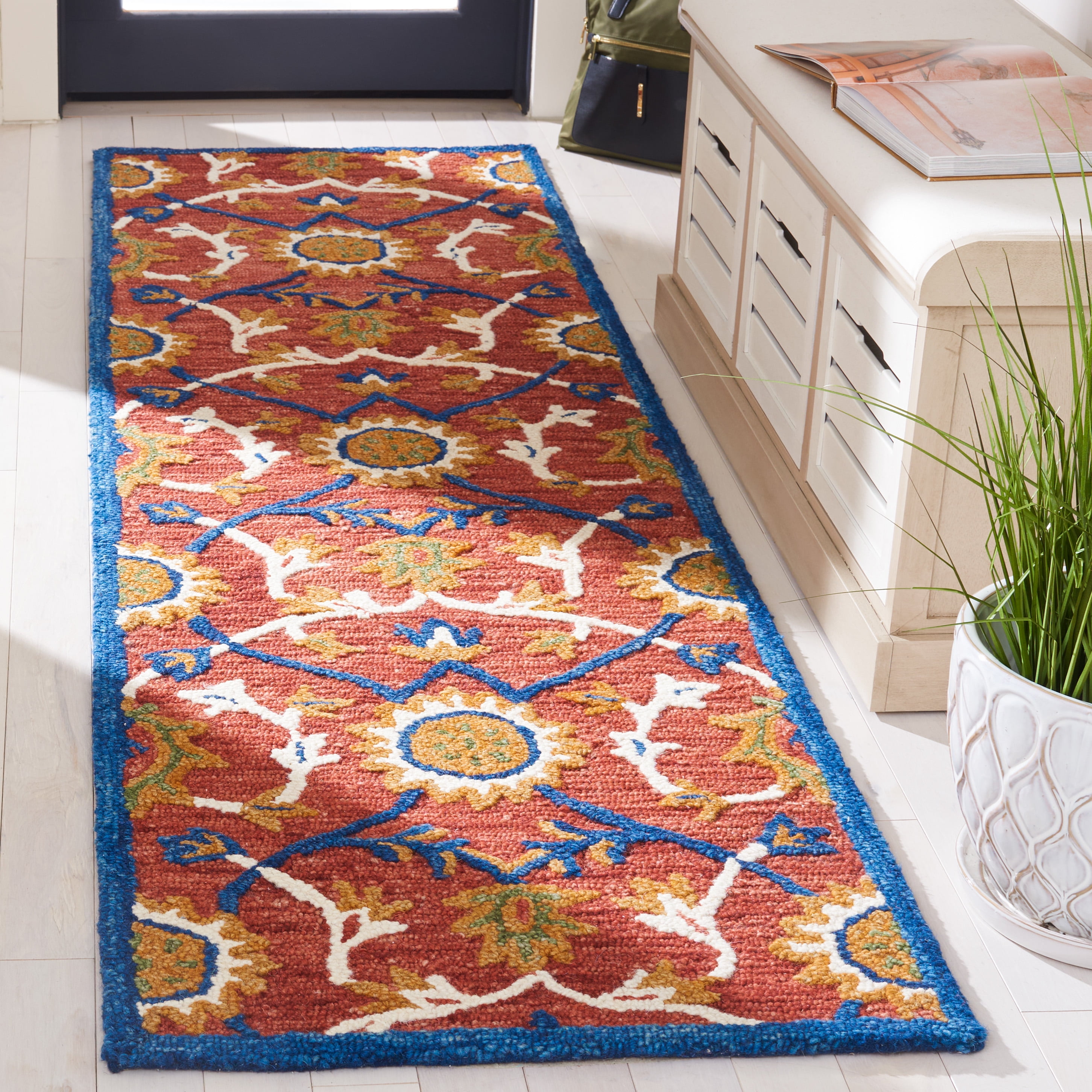 SAFAVIEH Blossom Lecia Floral Runner Rug, Rust/Blue, 2'3" x 8'