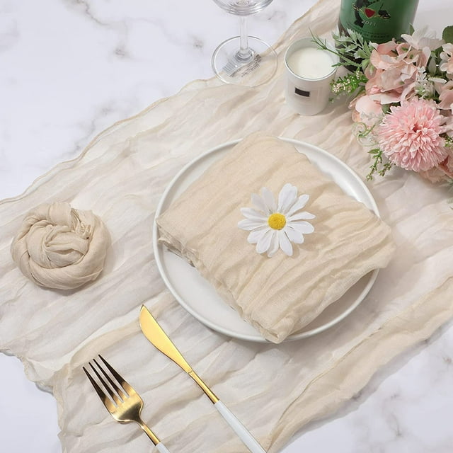 YAOMOBB Soft Fabric Napkins Boho Solid Color Napkins Reusable Washable Gauze for Baby Shower or Wedding Party