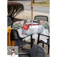 thumbnail image 4 of Outdoor Tablecloth with Umbrella Hole and Zipper, Plaid Snowman Christmas Square Table Cloth 54x54 Inch Waterproof Tablecloth, Xmas Tree Snowflake Birds Branches Picnic Table Cover for Patio Camping, 4 of 7