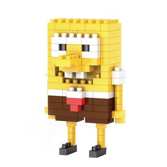 Jinsinto Building Blocks Micro-drilling Particles SpongeBob SquarePants Mini Assembled Ornament Gift 1 Box of 136 Pieces Puzzles Children Boys and Girls Educational Toys