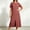 Red, variant on IUYRTFE Women's Short Sleeve Round Neck Midi Dress Side Slit Pockets Cotton Linen Summer Casual Tunic Dress