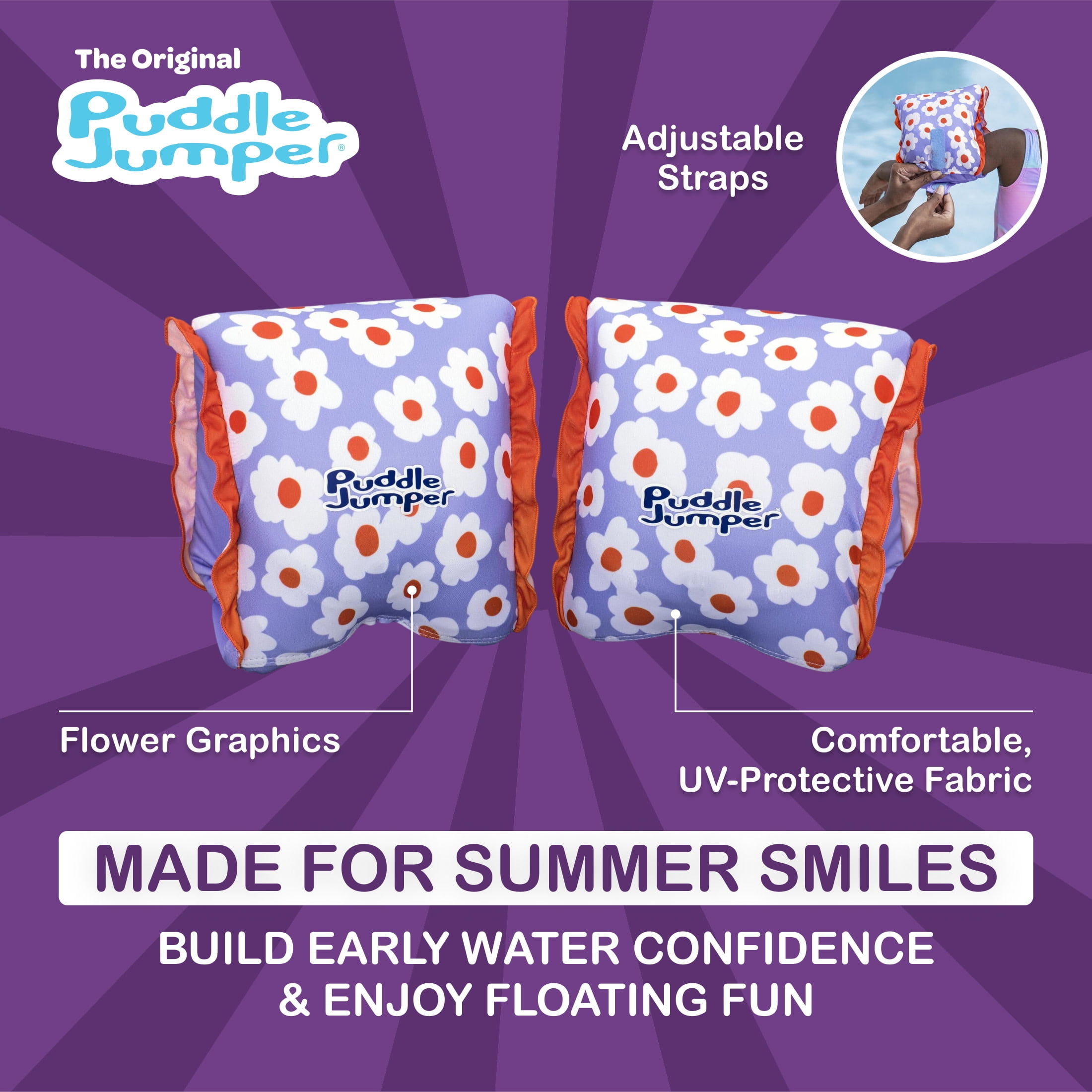 Puddle Jumper AquaStar Fabric Inflatable Armband Floaties, Up to 66lbs (30kg) Weight Capacity