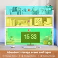 thumbnail image 5 of SONGMY 45.2" Desk Shelf，2-Tier Adjustable Multipurpose Solid Wood Desktop Hutch Shelf，Countertop Storage Organizer Rack with 3 Desktop Display Rack for Dorm,Office Home,White, 5 of 8