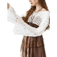 thumbnail image 3 of Women’s Cropped Knit Shrug Top Lightweight Bell Sleeve Summer Cover-Up, Soft Breathable Cropped Cardigan Shrug for Casual & Beach, Cropped Shrug Women, 3 of 11