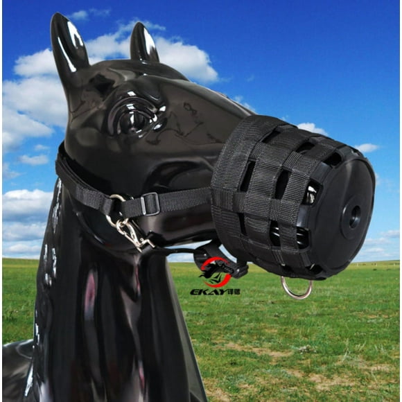 Horse Grazing Muzzle Comfort Lined Heavy Duty Waffle Nylon Equestrian Equipment with Hook and Loop Fastener Halter