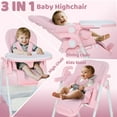 thumbnail image 2 of AILEEKISS Foldable Baby High Chair with Wheels, Adjustable Recline Toddler Eating Chair, Pink, 2 of 12