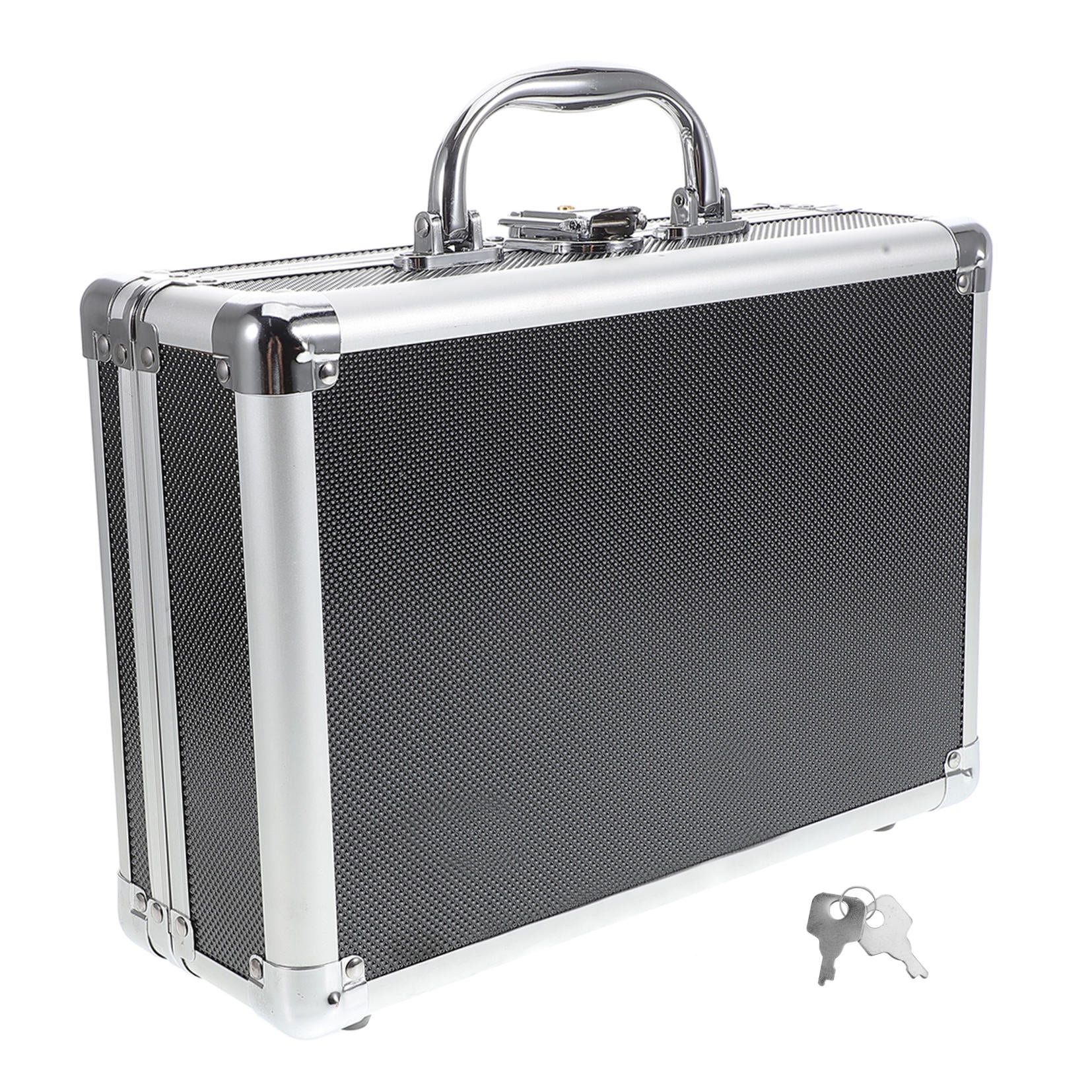 Masteelf Silver Aluminum Alloy Storage Box Multifunctional Portable Tool Case with Handle Lockable Metal