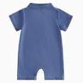 thumbnail image 6 of Baby Onesies Boy Newborn Outfits Baby Boy Clothes Summer Short Sleeve Collared Dinosaur Pocket Denim Romper Jeans Jumpsuit, 6 of 9