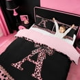 thumbnail image 3 of meiyoeat Pink Leopard Print Duvet Cover Set For Girls,Chic Cheetah Bow Monogram A Bedding Full For Kids,pink Reversible,3 Pieces(No Comforter), 3 of 6