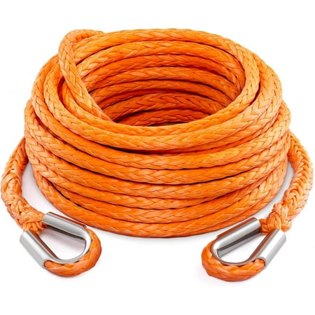 Winch Rope Extension 1/4 Inch x 50 Ft 10,000 Lbs, Synthetic Winch Extension Line Cable for Off Road Vehicle ATV UTV Truck etc (Orange)