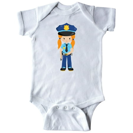 

Inktastic Cute Girl Police Girl Orange Hair Police Uniform Gift Baby Girl Bodysuit