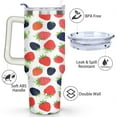 thumbnail image 3 of Strawberry Fruit 40 Oz Tumbler with Handle Lid and Straw, Stainless Steel Double Walled Vacuum Insulated Cup, Cute Anniversary Wedding Birthday Gifts Tumbler for Women Men Friends Outdoor Indoor, 3 of 7