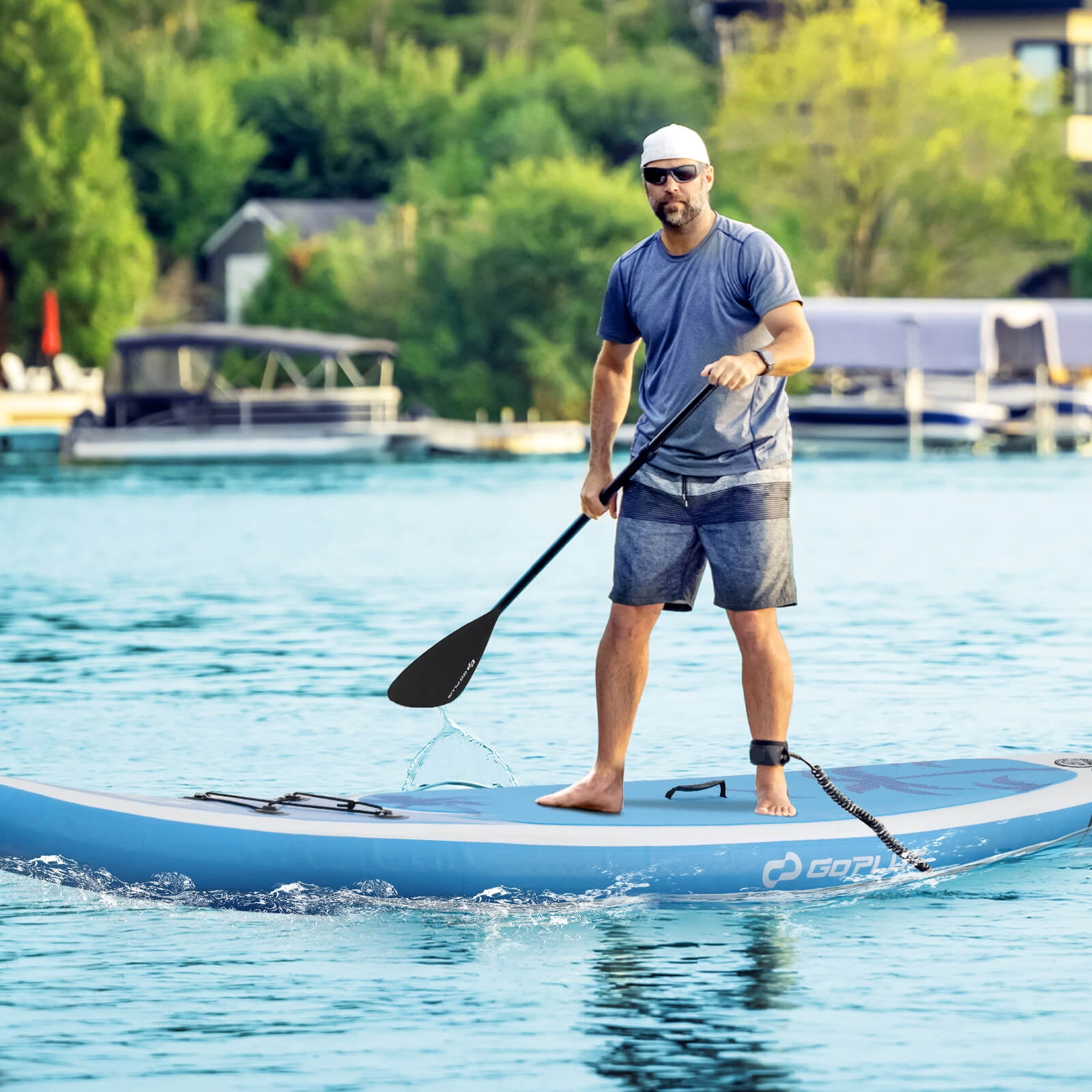 Goplus 10' Inflatable SUP Board, Portable Paddle Board with 5D rings Stand Up Paddle Board for Youth & Adult Blue