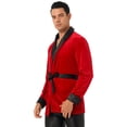 thumbnail image 5 of Sxiwei Men Adult Velvet Christmas Plush Collar Smoking Robe Jacket Belt Cosplay Costume with Belt Red XXL, 5 of 7