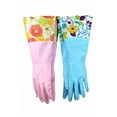 thumbnail image 2 of G & F Products Household Latex-Free Cleaning Gloves with Soft Lining Long Cuff 15" Pink & Blue, 2 Pairs, 2 of 8