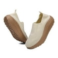 thumbnail image 4 of Pandaie Platform Loafers for Women Comfortable Slip on Casual Shoes Thick Bottom Lightweight Work Walking Running Shoes Beige 5.5, 4 of 8