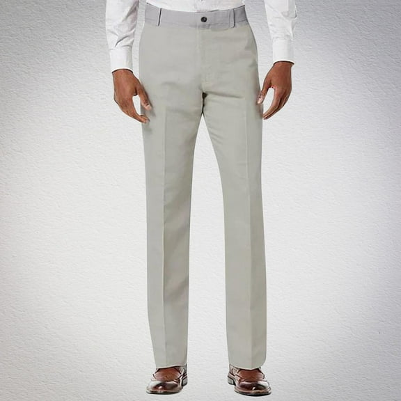 Ynynloco Men's Dress Pants Flat Front Business Casual Trousers Cotton Blend Straight Leg Pants for Men