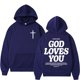 thumbnail image 3 of Sudadera con capucha para hombre y mujer, ropa de calle Vintage, estética Harajuku, Iglesia Cristiana de Jesús, versículo de la Biblia, Dios te ama, Y2K, 3 of 5