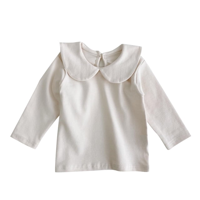 MeetoTime Haut à Manches Longues Col Rond pour Bébé Automne Hiver Couleur Unie pour Filles 0-18 Mois