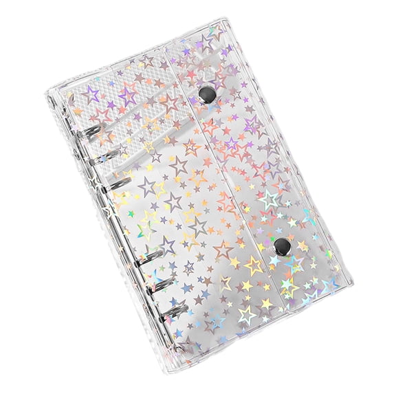 Sylvtty A6 Star Binder Cover Color-Changing PVC Notebook Cover with Reflective Design Transparent Spiral Planner Journal Sketchbook Accessories
