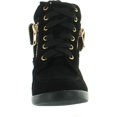 thumbnail image 3 of Peter Gladys24 Kids Black Fashion Leatherette Suede Lace-up High Top Wedge Sneaker Bootie, 3 of 4