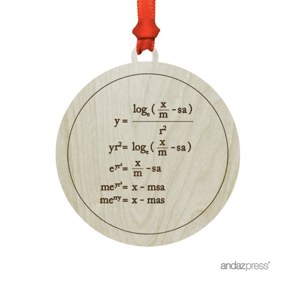 Funny Laser Engraved Wood Christmas Ornament with Gift Bag, Merry Christmas Math Equation