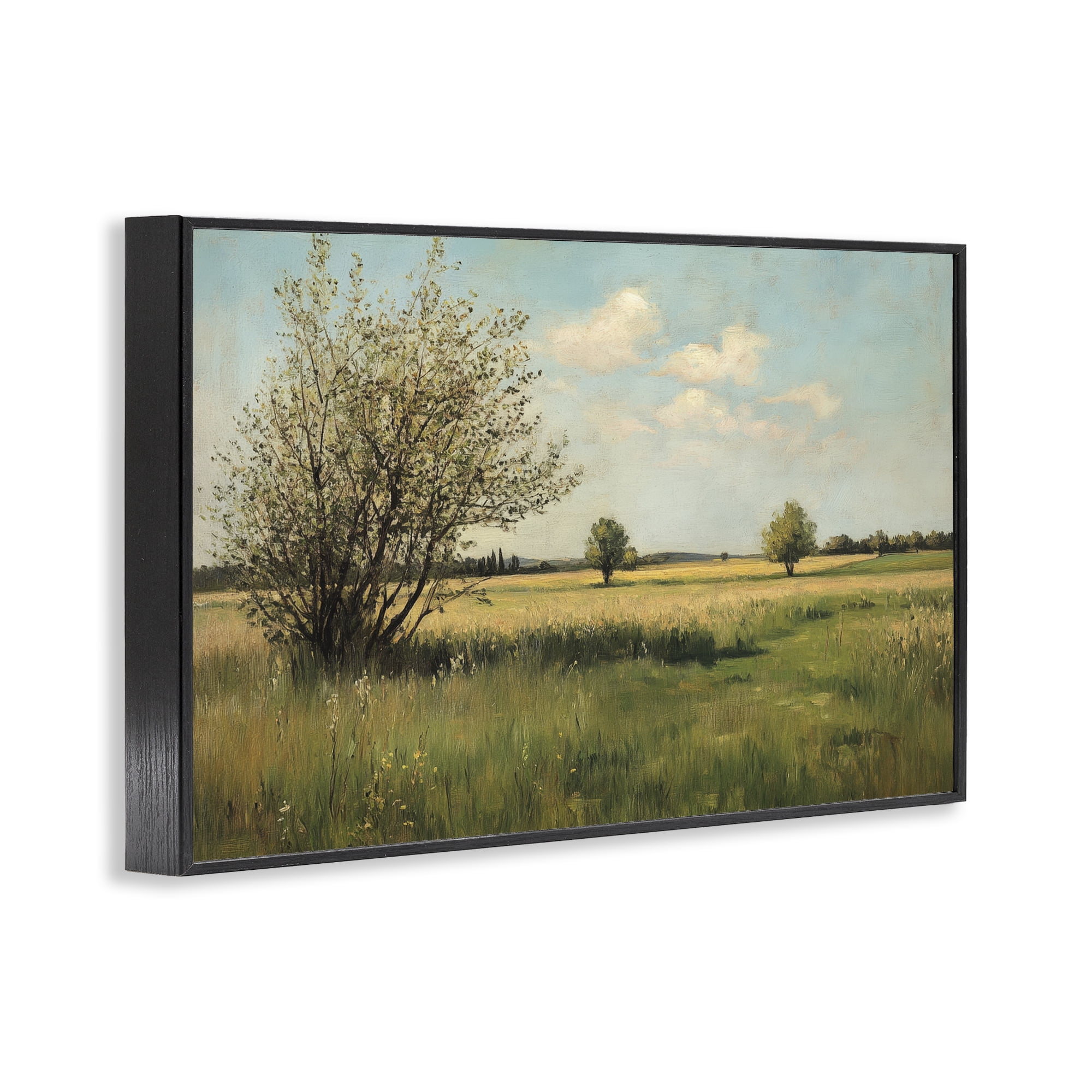 Stupell Industries Peaceful Meadow Under Serene Sky Black Framed Giclee Art, design by Petal Prints Design
