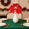 thumbnail image 5 of Christmas Poinsettia 5PCS Artificial Floral Bouquet 14.57x2.36x2.36in,Lifelike Plastic Branches for Festive Home Decor Centerpieces & Holiday Arrangements(Red), 5 of 9