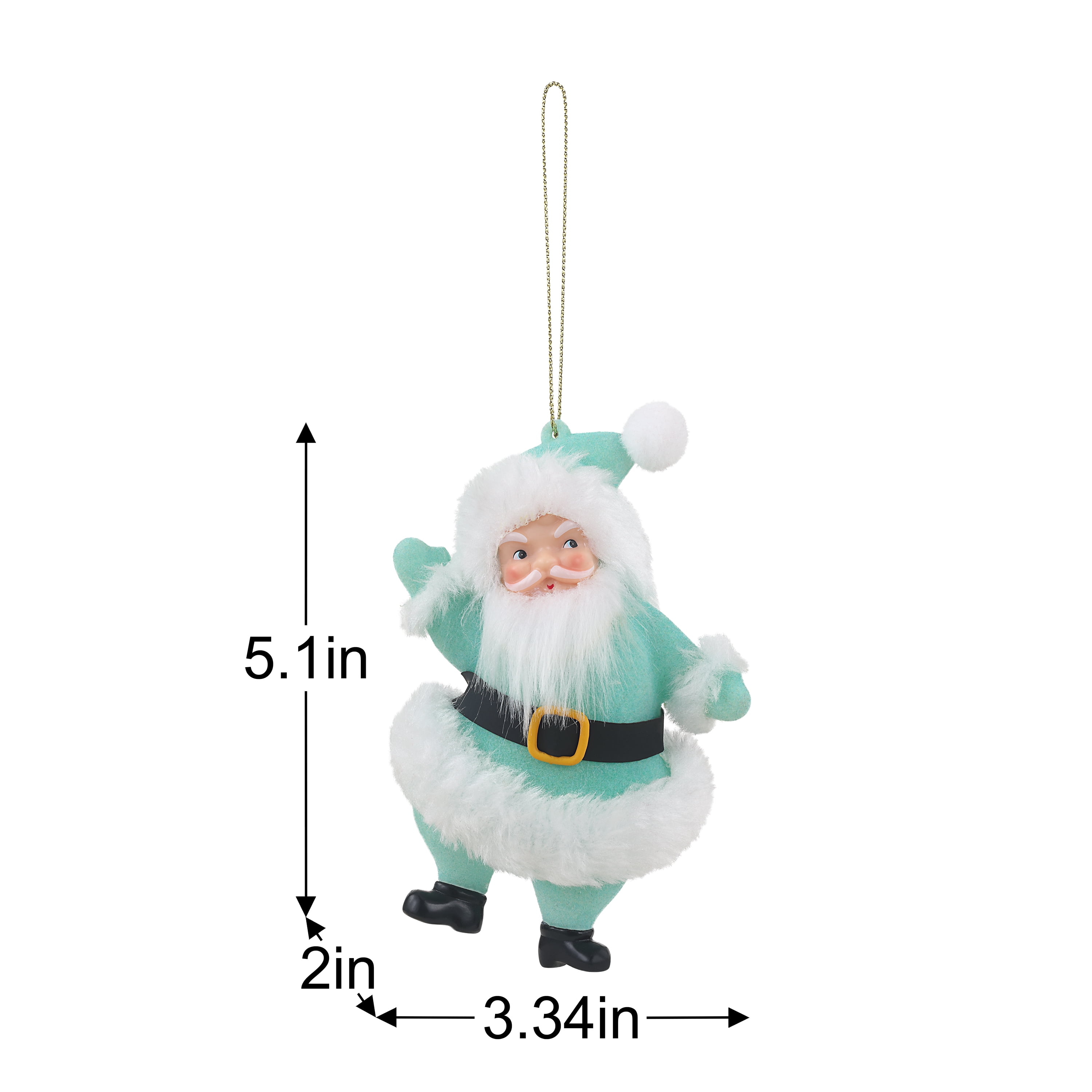 Mr. Christmas 5-inch Flocked Dancing Santa Ornament, Seafoam