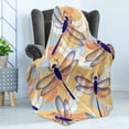 thumbnail image 4 of Dragonfly Soft Flannel Fleece Throw Blanket, Uneven Big Repetitive Winged Bug 2 Pairs of Patched Wings Flying Orange Blobs, Cozy Plush for Indoor and Outdoor Use, 70" x 90", Multicolor, by Ambesonne, 4 of 5