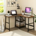 thumbnail image 3 of Gymax Bureau d'Ordinateur d'Angle en L Table d'Étude avec Étagères de Rangement Noir, 3 of 10