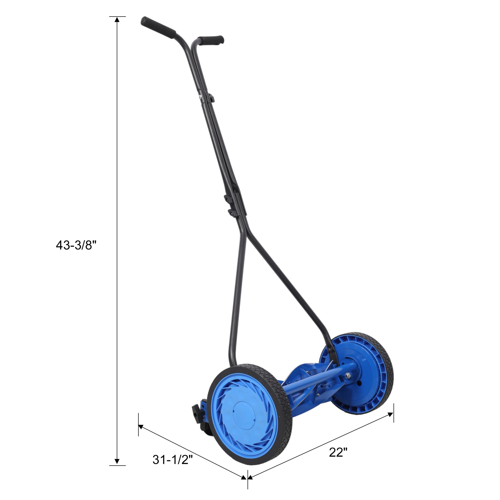 Deiokin 16in Push Reel Lawn Mower, 5-Blade Manual Grass Cutter with Adjustable Height, 10" Polymer Wheels for Small Yards