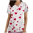 thumbnail image 2 of TIMIFIS Blouse d'Uniforme de Travail pour Femmes, Manches Courtes, Col en V, avec Poches - Blanc, 2 of 5