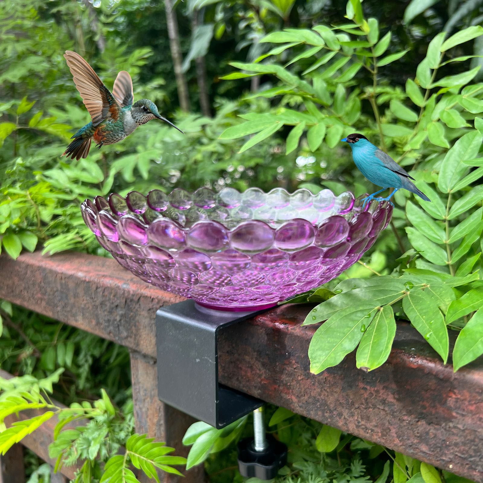Outdoor Garden Decorations: Bird Bath and Feeder with Adjustable Height for Small Birds