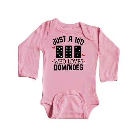 

Inktastic Just A Kid Who Loves Dominoes Gift Baby Boy or Baby Girl Long Sleeve Bodysuit