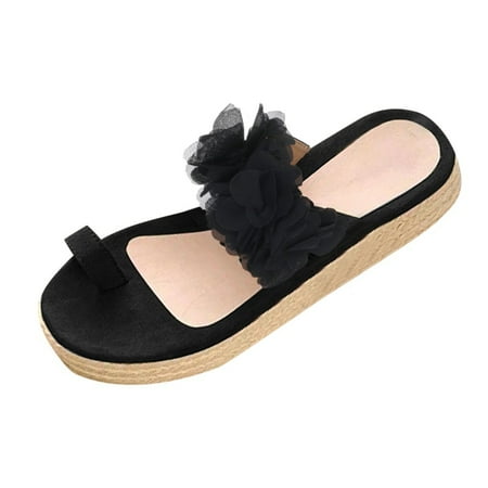 

Women Summer Casual Daily Flower Slip On Platform Sandals Thick Bottom Slippers