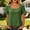 Green, variant on WRFWUL Womens Cotton Linen Tops Square Neck Short Sleeve Shirts Ruffle Trim Loose Fit Solid Color Blouses Summer Casual Vacation Clothing