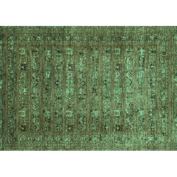 Ahgly Company Indoor Rectangle Abstract Turquoise Blue Modern Area Rugs, 4' x 6'